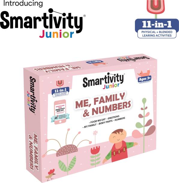 Smartivity Junior Me, Family & Numbers Pre-School STEAM Learning Educational Toy Art & Craft Play 11 in 1 Activity Kit Gift Box 2 - 5 yrs Toddler Baby Augmented Reality Colouring FREE APP Interactive Flash Cards for Kids age 3Y+ (Multicolour)