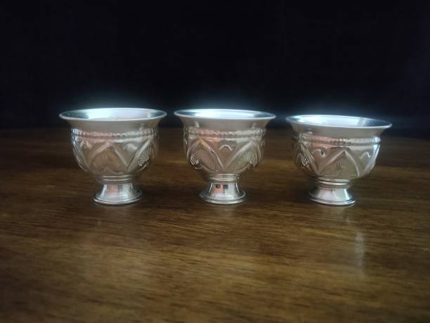Sigaram German Silver Pooja Thali Cups For Home or Festival Decoration, Office and Return Gift K2530 Silver Plated