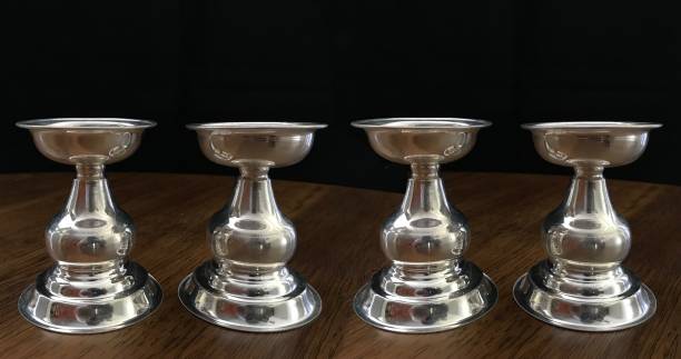 Sigaram German Silver Pooja Thali Diya or Vilakku For Home or Festival Decoration, Office and Return Gift K2558 Silver Plated