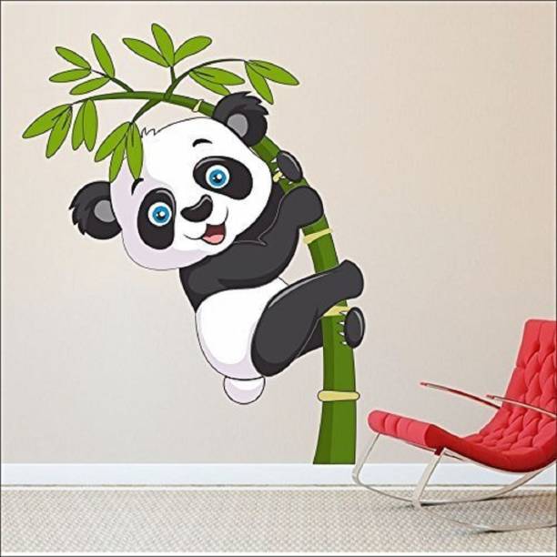 DreamKraft Panda Tree Flower Wall Sticker Decal for Living and Kids Room Decor Small Self Adhesive Sticker