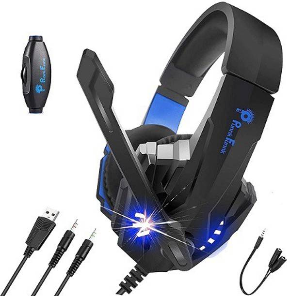 Top Headset Over The Head cheap price 5stars Flipkart in India 17 PunnkFunnk K20 Gaming Headset, Over Ear Gaming Headphones with Mic Wired Headset