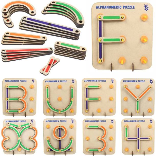 TechHark Wooden Alphabets and Numerical 1 to 9 Digit and multi Shape Toys for Kids 3 4 5 Years 28 Piece Wooden Construction Multicolour Learning Educational Puzzles Board