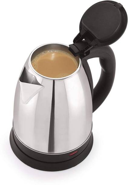 ND BROTHERS Electric Kettle 2 Litre with Stainless Steel Body, used for boiling Water, making tea and coffee, instant noodles, soup etc. 1500 Watt (Silver) 9 Cups Coffee Maker