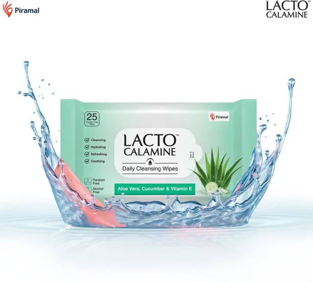 Lacto Calamine Daily Cleansing wipe with Aloe Vera, Cucumber, VitaminE, No Paraben Alcohol Free Makeup Remover