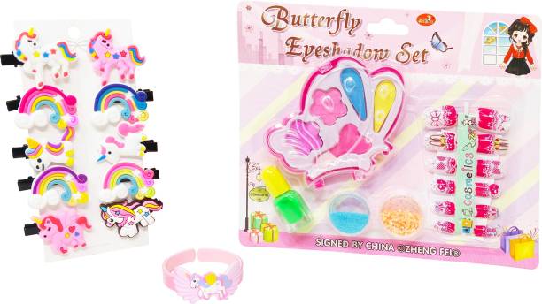 Parteet Combo (Pack of 3 Items) Beauty/Makeup kit/Cosmetic kit,Unicorn Clips Hair Clip