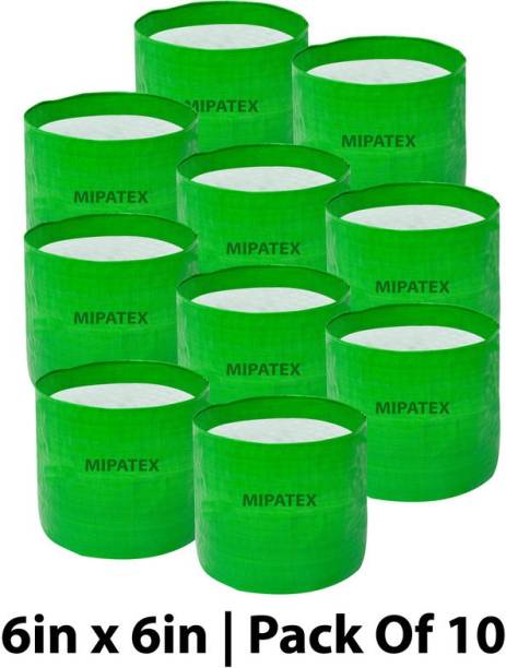 Mipatex Plant Grow Bags 6in x 6in, Grow Bag for Terrace Gardening Vegetable Planting Pots, Grow Bags for Gardening Woven Fabric Leafy Fruits Growing Containers (Green, Pack of 10) Grow Bag