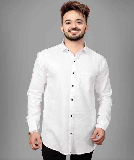 TRULYFAB Men Solid Formal White Shirt