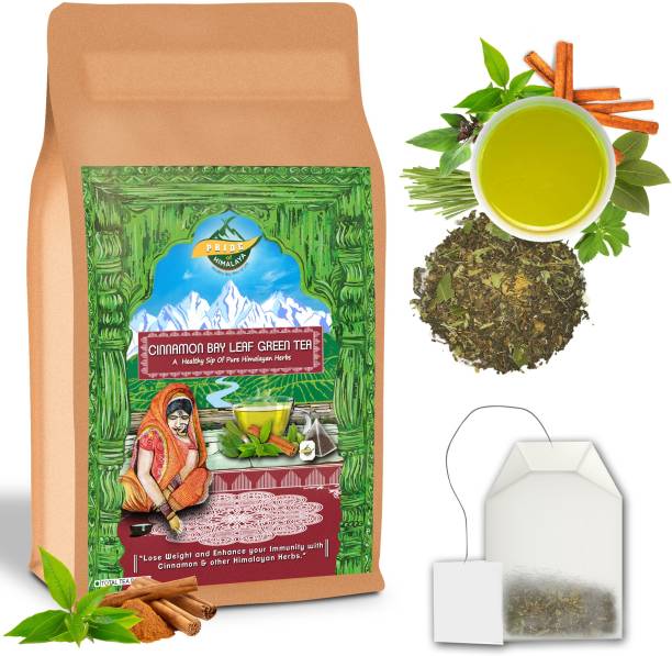 PRIDE OF HIMALAYA Cinnamon Bay leaf Tulsi Stevia Leaf with Green Tea & Lemon Grass Tea (20 Tea Bags) Cinnamon Green Tea Pouch