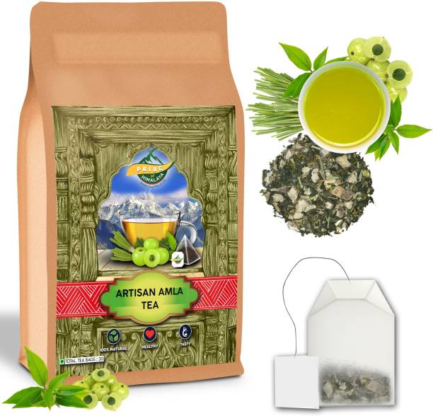 PRIDE OF HIMALAYA Artisan Amla Tea Bag 20 Tea bags| Amla Lemongrass tea is loaded with vitamin C (weight loss herbal tea ayurvedic kadha with high antioxidants Immune booster with vitamin c) Amla Tea Pouch