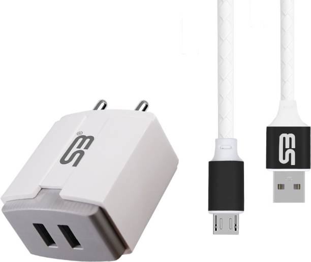 shopbucket 12 W 3.4 A Multiport Mobile 3.4A Double USB Port Fast Power Adapter BIS Certified, Auto-detect Technology, (White) with Micro USB 2.4A Charging Cable (Black) Length 1.2 Meter Long Cable Compatible With Techno Spark 7Pro,Tecno Spark Power, Tecno Spark 6 Air, Tecno Spark Go, Tecno Spark 5, Tecno Spark Power. Charger with Detachable Cable