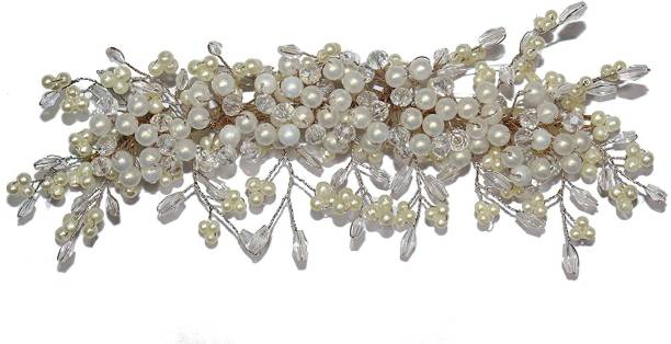 krelin Party Bridal Fancy Hair Clip Headband Hair Accessories Tiara Accessories for Women Pins Artificial White Stone Flowers Accessories (Acc08) Bun