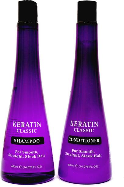 xpel marketing uk Keratin Classic Shampoo & Conditioner Combo with Keratin, For Smooth, Straight, Sleek Hair, 400 ml-SLES Free