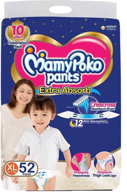 MamyPoko PANT STYLE DIAPER, EXTRA ABSORB, EXTRA LARGE SIZE 52 COUNT - XL 52 - XL
