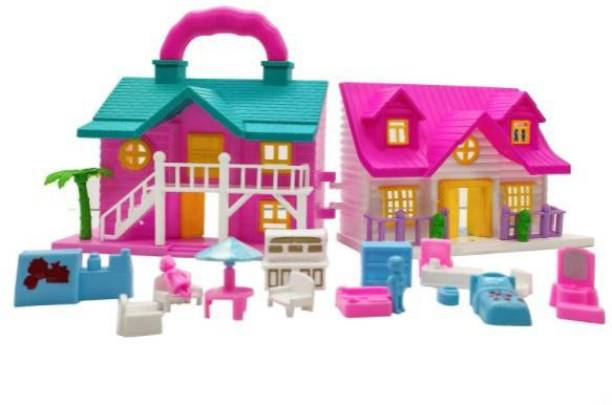 dtc Mini Doll House Set with Acessories for Girl