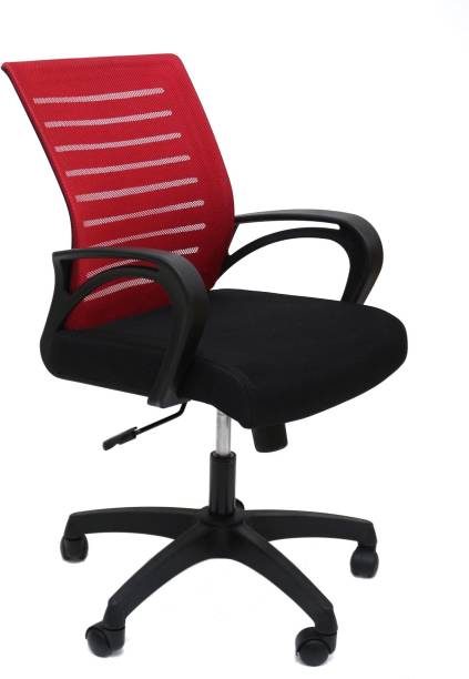 Finch Fox Low Back Royal Ergonomic Desk Mesh Office Chair For Executive, Employee, Staff Chair In Black And Red Color Fabric Office Executive Chair