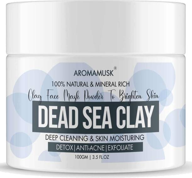 aromamusk Pure and Natural Dead Sea Mud Mask Clay for Face & Skin | Rich in Magnesium, Potassium, Calcium & Bromide For Face Acne, Oliy Skin & Deep Cleaning