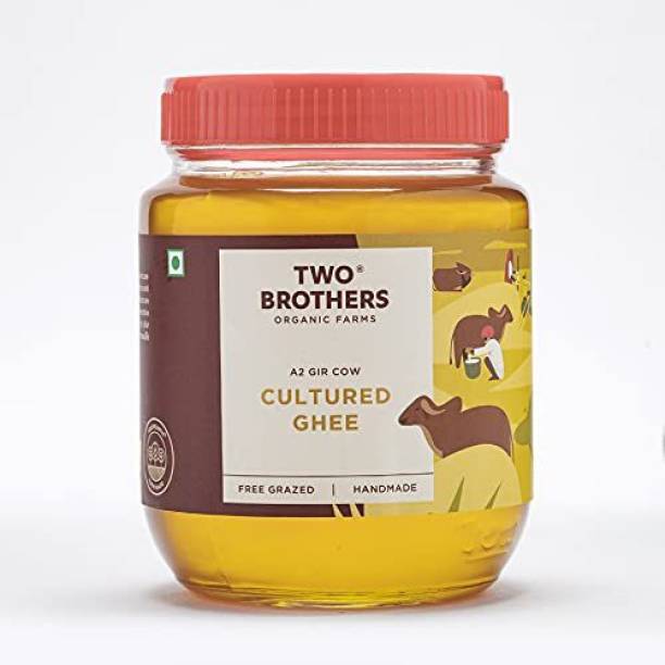 Two Brothers Organic Farms Natural Healthy & Fresh A2 Cultured Desi Gir Cow Ghee 1000 ml Glass Bottle