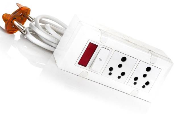 HI-PLASST (1+2 with Indicator) 6A & 16A Extension Board with Indicator Multi outlet Electrical Switch Board with 2 Regular Sockets and 16A Sockets Power Strip (8 yard) 2  Socket Extension Boards