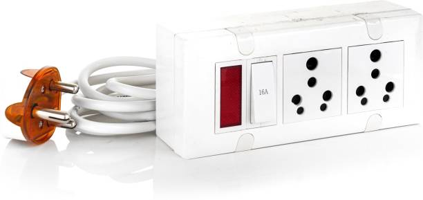 HI-PLASST (1+2 with Indicator) 6A & 16A Extension Board with Indicator Multi outlet Electrical Switch Board with 2 Regular Sockets and 16A Sockets Power Strip (2 yard) 2  Socket Extension Boards