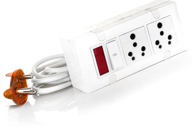 HI-PLASST (1+2 with Indicator) 6A & 16A Extension Board with Indicator Multi outlet Electrical Switch Board with 2 Regular Sockets and 16A Sockets Power Strip (4 yard) 2  Socket Extension Boards
