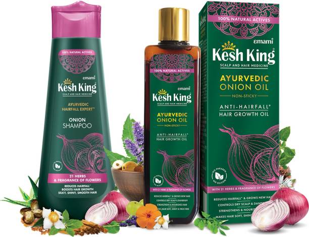 Kesh King Onion Oil 200ml + Onion Shampoo 300ml