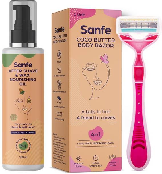 Sanfe Coco Butter Shaving and Hair Removal Body Razor With After Shav & Wax Nourishing Oil for Women