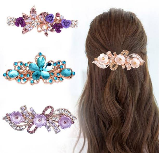 maycreate 3pcs Hair Flare Clips for Women Rhinestone Hair Clips French Hair,Hair Accessories for Women Stylish,Barrettes Spring Clip Bridal Formal Event Jewelry Accessory for Women and Girl Hair Clip