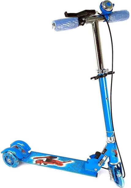 LEHARY Kick Scooter for Kids 3 Wheeler Foldable Kick Skating Cycle with Brake and Bell, LED on Wheels and Height Adjustable for Boys and Girls for 3-7 Years (Multi color)