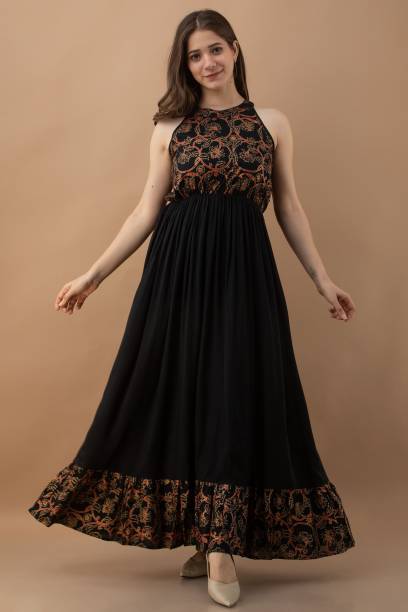 Women A-line Black, Brown Dress Price in India