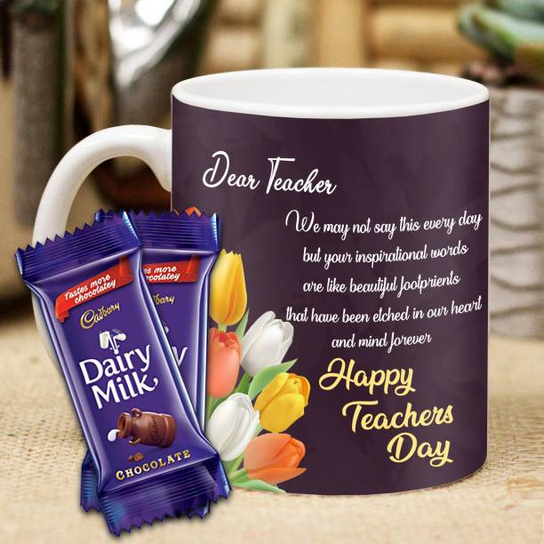 Midiron Happy Teacher Day Gift| Gift For Favorite Teacher Printed Ceramic Coffee Mug with Chocolate | Best Teacher Gift| Teacher Day Special Gift IZ21DairyMilk2MU-DTTeacherDay-113 Ceramic Gift Box