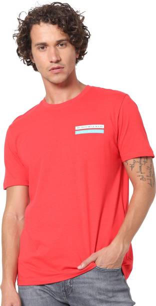 Celio Printed Men Round Neck Red T-Shirt