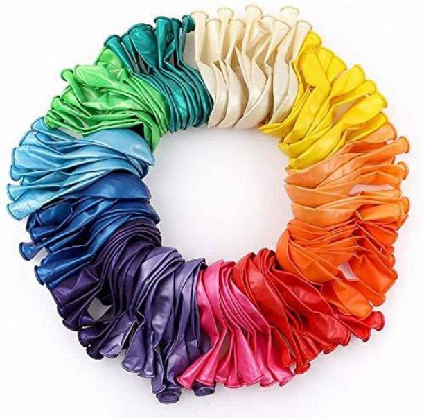K A Enterprises Solid metallic finish balloons for birthday / anniversary party decoration (pack of 100)- Multi color Balloon