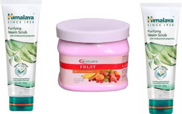 HIMALAYA neem scrub 50*2=100 ml + fruit skin care cream400 gm( pack of 3)