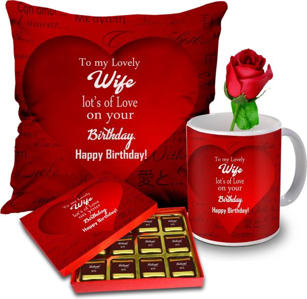 Midiron Gift For Wife Birthday Special| Chocolate Gift Box For Birthday| Chocolate Gift For Wife| Chocolate Birthday Gift Pack| Gift For Wife Birthday Special Combo| Chocolate Gift Pack IZ21GB13N4RoseCM16-DTBirthday-17 Ceramic, Cotton Gift Box
