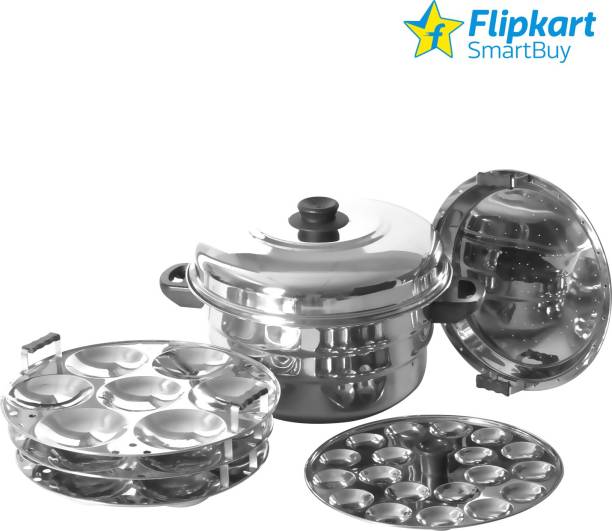 Flipkart SmartBuy Idli & Steamer Pot (Big) for Making 21 idlies in 3 Plates, Mini idlies in 1 Plate & Idiyappam / Dhokla/frying Vegetables ( Multipurpose Plates ) Induction & Standard Idli Maker