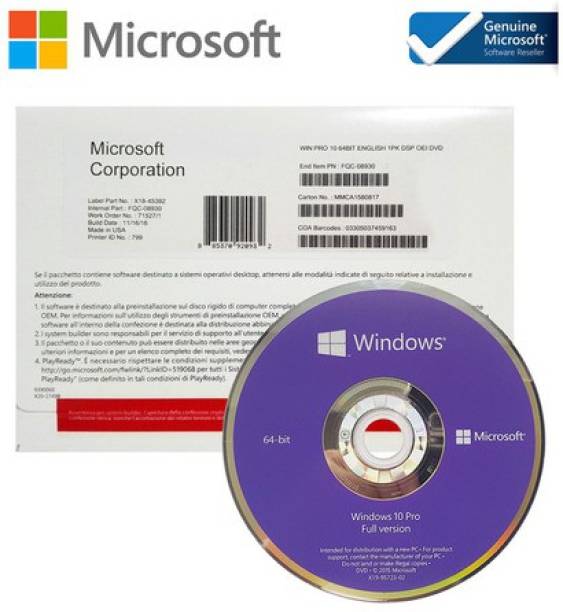 MICROSOFT Windows 10 Pro OEM DVD Pack Professional 64 Bit