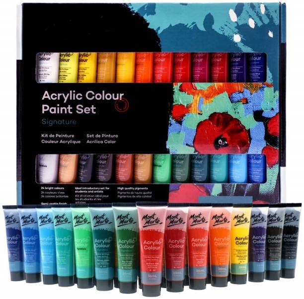 Levin Acrylic Paint Set 24 Colours 36ml, Perfect for Canvas, Wood, Fabric, Leather, Cardboard, Paper, MDF and Crafts