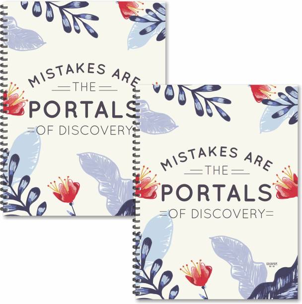 ESCAPER Mistakes are Portals Designer Registers A4 Size (Pack of 2 Units) | Spiral Notebooks Ruled a4 | a4 Size Notebooks | Register Books | Motivational Notebooks A4 Notebook Ruled 160 Pages