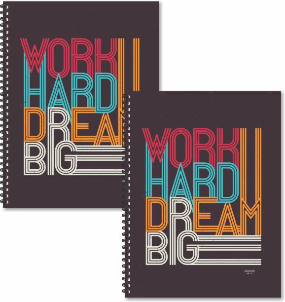 ESCAPER Work Hard Dream Big Designer Registers A4 Size (Pack of 2 Units) | Spiral Notebooks Ruled a4 | a4 Size Notebooks | Register Books | Motivational Notebooks A4 Notebook Ruled 160 Pages