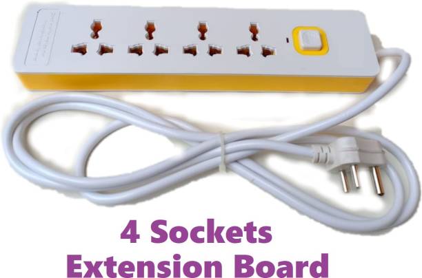 REALON Best Heavy Duty Extension Board with 4 Sockets and 1 Switch- 2 meter Wire 10 A Three Pin Socket