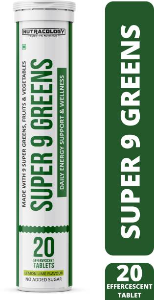 Nutracology Super 9 Greens Effervescent Tablet Plant Based Multivitamin For Immunity & Detox