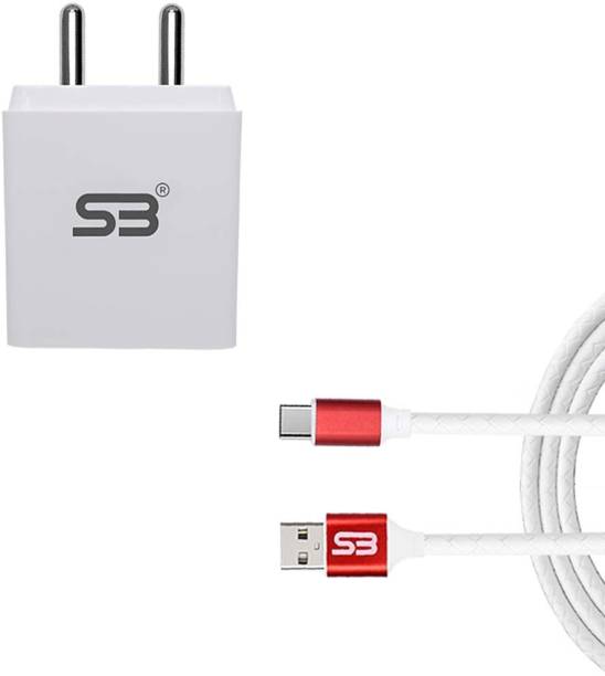 shopbucket 18W Single USB Port Mobile Fast Charger BIS Certified, Auto-detect Technology, (White) 3.0A with Type-C USB 2.4A Charging Cable (Red) Length 1 Meter Long Cable Travel Fast Charging Power Adapter Compatible With Samsung Galaxy F62, Samsung Galaxy F22, Samsung Galaxy A22, Samsung Galaxy A52, Samsung Galaxy M42, Samsung Galaxy F12, Samsung Galaxy M32. 18 W 3 A Mobile Charger with Detachable Cable