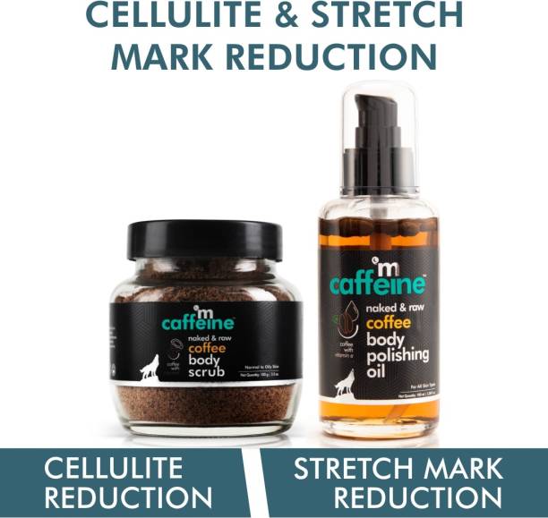 MCaffeine Coffee Cellulite & Stretch Mark Reduction Duo | Body Scrub, Body Oil | All Skin | Paraben & Mineral Oil Free