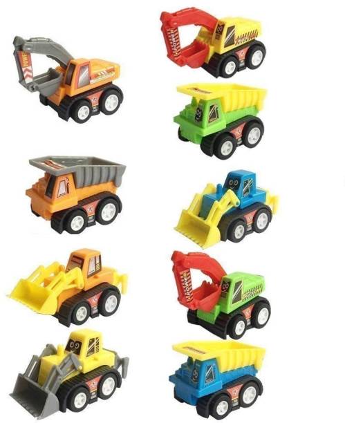 Galactic Pull Back Vehicles Toy Cars Playset | Construction Engineering Mini Power Friction Trucks for 3+ Years Old Boys|Girls. (Set of 10)( Multicolor)