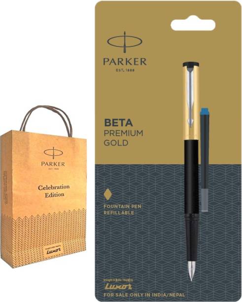 PARKER Beta Premium Fountain Pen with Gold Trim and Gift Bag Fountain Pen