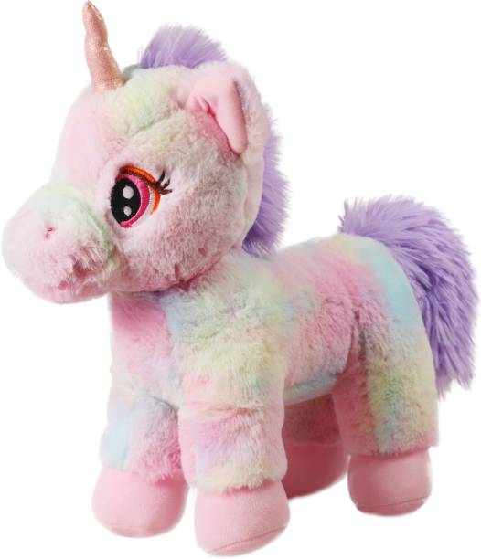 Mirada Cuddly Plush 32cm Standing Unicorn with Glitter Bow  - 32 cm