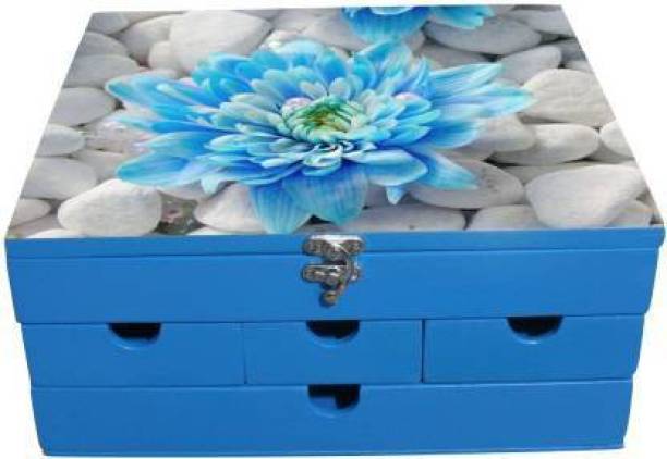 Embell Multi drawer storage box, Multi drawer with organizer - Good Quality, Durable & Design as per kids interest | Color Blue (Lotus) Storage Box Engineered Wood Trunk