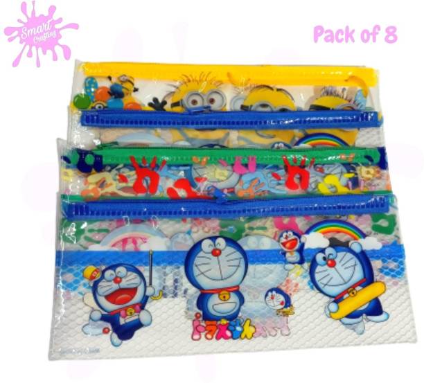 SmartCrafting Printed Pouch for School Going Kids best Multicolor Multipurpose Pouches Printed Art Plastic Pencil Boxes