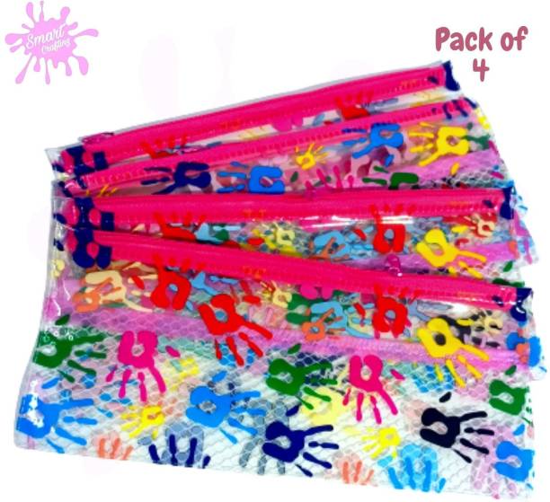 SmartCrafting High-quality durable Pink Art Plastic Pencil Pouch Printed Art Plastic Pencil Boxes