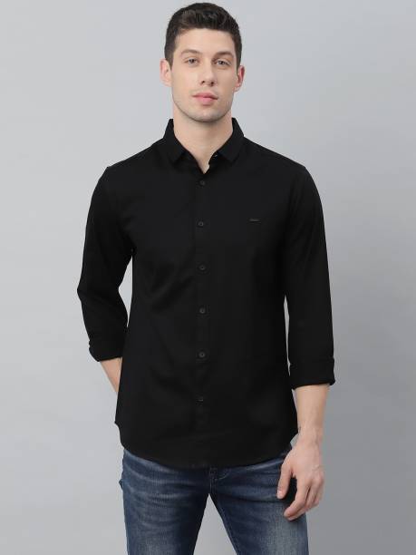 Dennis Lingo Men Solid Formal Black Shirt